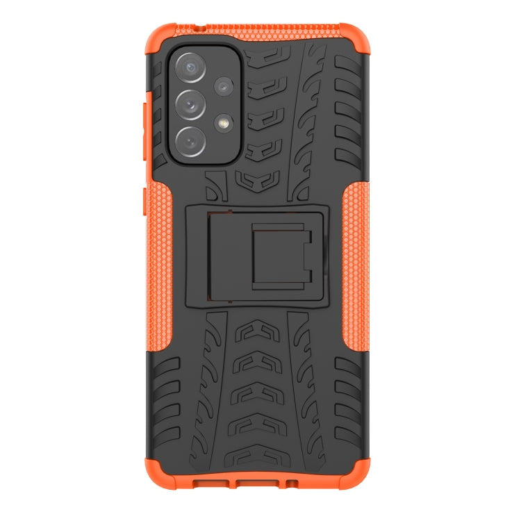 For Samsung Galaxy A73 5G Tire Texture Shockproof TPU+PC Phone Case with Holder(Orange) - Galaxy Phone Cases by PMC TechLife | Online Shopping South Africa | PMC TechLife