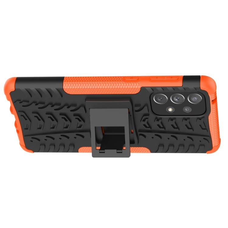 For Samsung Galaxy A73 5G Tire Texture Shockproof TPU+PC Phone Case with Holder(Orange) - Galaxy Phone Cases by PMC TechLife | Online Shopping South Africa | PMC TechLife