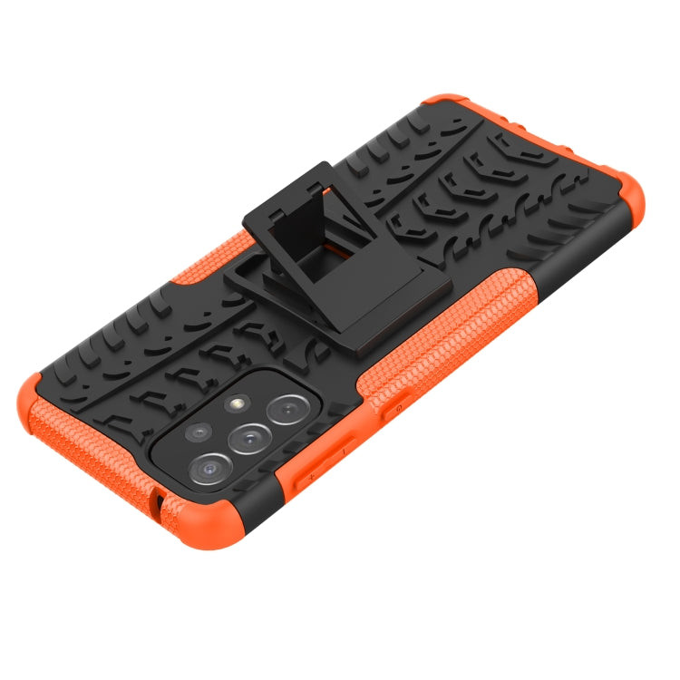 For Samsung Galaxy A73 5G Tire Texture Shockproof TPU+PC Phone Case with Holder(Orange) - Galaxy Phone Cases by PMC TechLife | Online Shopping South Africa | PMC TechLife