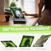 For Samsung Galaxy Tab S10 Ultra / S9 Ultra / S8 Ultra Silicone + PC Tablet Case with Shoulder Strap(Black+Yellow Green)