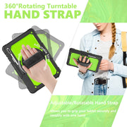 For Samsung Galaxy Tab S10 Ultra / S9 Ultra / S8 Ultra Silicone + PC Tablet Case with Shoulder Strap(Black+Yellow Green)