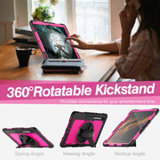 For Samsung Galaxy Tab S10 Ultra / S9 Ultra / S8 Ultra Silicone + PC Tablet Case with Shoulder Strap(Black+Rose Red)