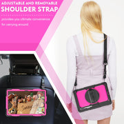 For Samsung Galaxy Tab S10 Ultra / S9 Ultra / S8 Ultra Silicone + PC Tablet Case with Shoulder Strap(Black+Rose Red)
