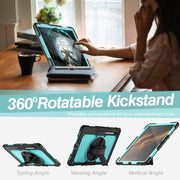 For Samsung Galaxy Tab S10 Ultra / S9 Ultra / S8 Ultra Silicone + PC Tablet Case with Shoulder Strap(Black+Light Blue)