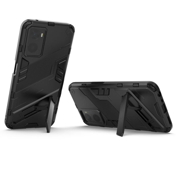 For OPPO A36 4G (China) / Realme 9i Punk Armor PC + TPU Phone Case with Holder(Black)