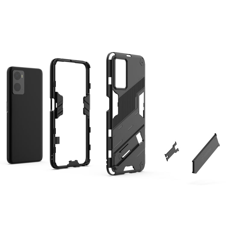 For OPPO A36 4G (China) / Realme 9i Punk Armor PC + TPU Phone Case with Holder(Black)