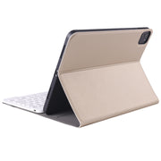 A11B Lambskin Texture Ultra-thin Bluetooth Keyboard Leather Case with Pen Holder For iPad Air 5 2022 / Air 4 2020 10.9 & Pro 11 inch 2021 / 2020 / 2018(Gold)