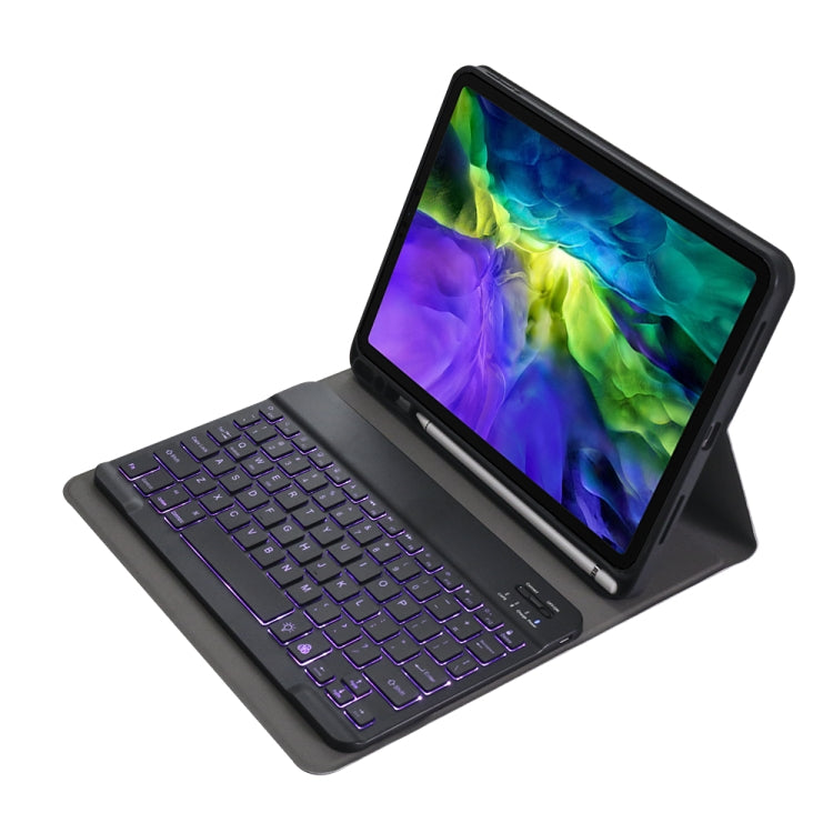 A11BS Lambskin Texture Ultra-thin Bluetooth Keyboard Leather Case with Pen Holder & Backlight For iPad Air 5 2022 / Air 4 2020 10.9 & Pro 11 inch 2021 / 2020 / 2018(Black) - free shipping - PMC TechLife - Order now!