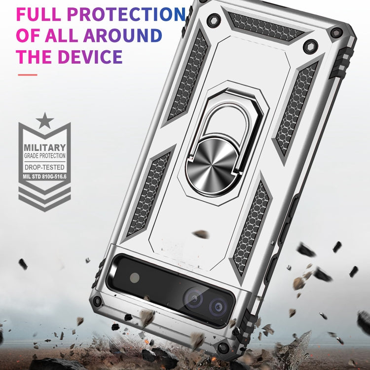 For Google Pixel 6A Shockproof TPU + PC Protective Case with 360 Degree Rotating Holder(Silver) - Google Cases by PMC TechLife | Online Shopping South Africa | PMC TechLife | Buy Now Pay Later Mobicred