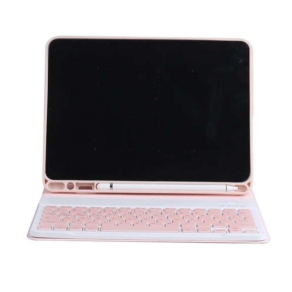 C-098B Candy Color Skin Feel Texture Bluetooth Keyboard Leather Case with Pen Holder For iPad Air 11 2024 / 2025 / Air 4 10.9 2020 / Air 5 10.9 2022 (Pink)