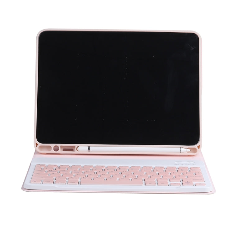 C-098B Candy Color Skin Feel Texture Bluetooth Keyboard Leather Case with Pen Holder For iPad Air 11 2024 / 2025 / Air 4 10.9 2020 / Air 5 10.9 2022 (Pink)