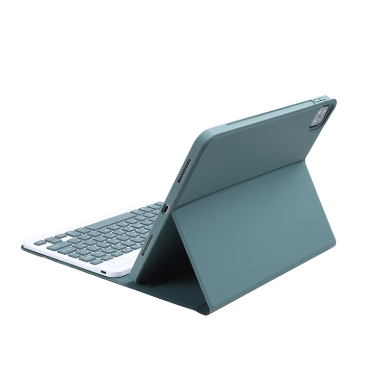 C-098B Candy Color Skin Feel Texture Bluetooth Keyboard Leather Case with Pen Holder For iPad Air 11 2024 / 2025 / Air 4 10.9 2020 / Air 5 10.9 2022 (Dark Green)