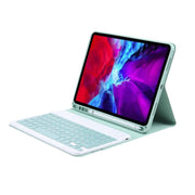 C-098B Candy Color Skin Feel Texture Bluetooth Keyboard Leather Case with Pen Holder For iPad Air 4 10.9 2020 / Air 5 10.9 2022 (Light Green)