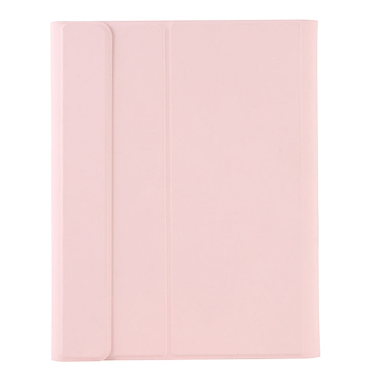 T098B Candy Color Skin Feel Texture Bluetooth Keyboard Leather Case with Pen Holder For iPad Air 11 2024 / 2025 / Air 4 10.9 2020 / Air 5 10.9 2022 (Pink)