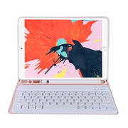 T098B Candy Color Skin Feel Texture Bluetooth Keyboard Leather Case with Pen Holder For iPad Air 11 2024 / 2025 / Air 4 10.9 2020 / Air 5 10.9 2022 (Pink)