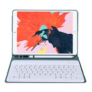 T098B Candy Color Skin Feel Texture Bluetooth Keyboard Leather Case with Pen Holder For iPad Air 4 10.9 2020 / Air 5 10.9 2022 (Dark Green)
