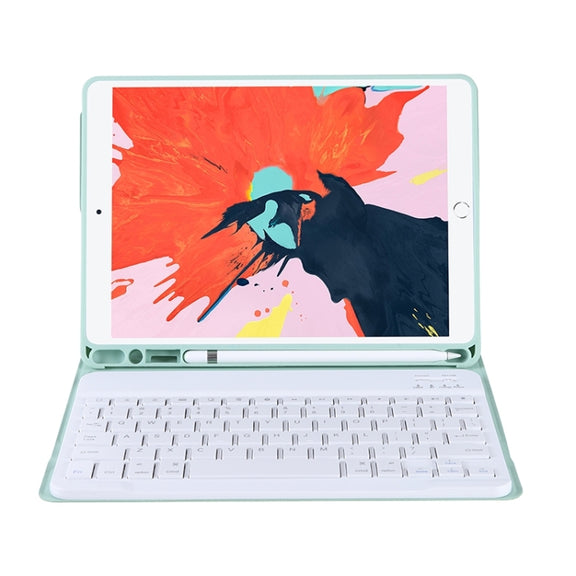T098B Candy Color Skin Feel Texture Bluetooth Keyboard Leather Case with Pen Holder For iPad Air 11 2024 / 2025 / Air 4 10.9 2020 / Air 5 10.9 2022 (Light Green)
