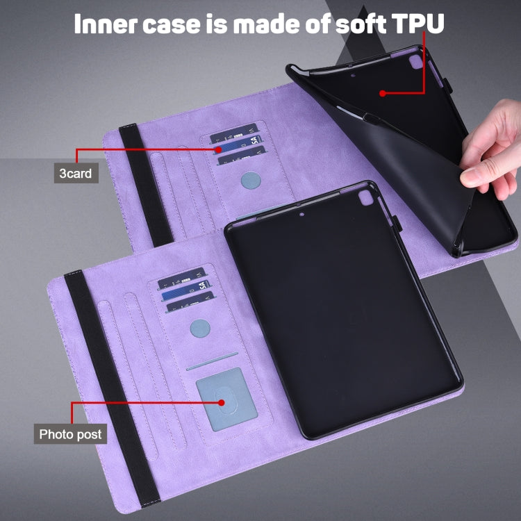 For Amazon Fire HD 10 2021 / HD 10 Plus 2021 Peacock Embossed Pattern Leather Tablet Case(Purple)