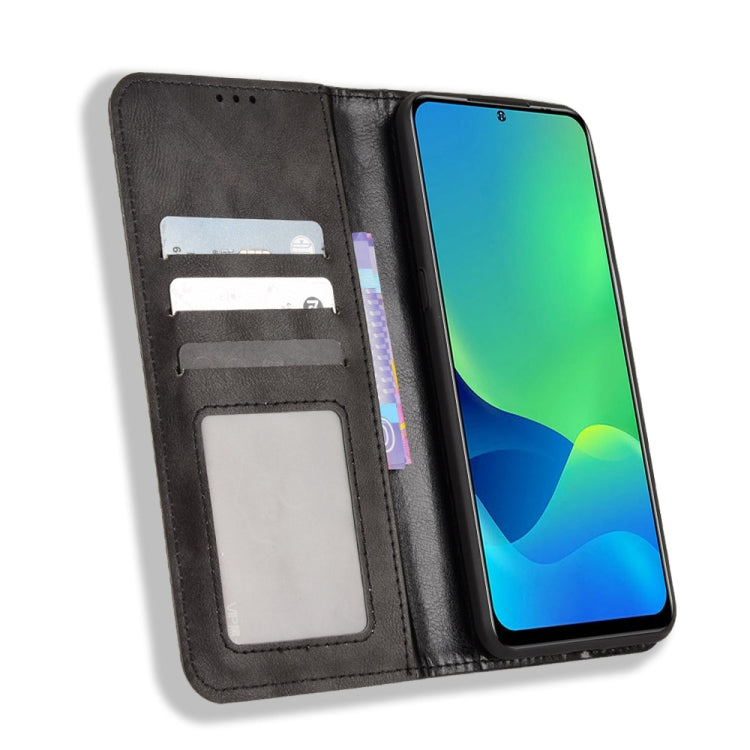 For Ulefone Note 13P Magnetic Buckle Retro Texture Leather Phone Case(Black) - OPPO Cases by PMC Jewellery | Online Shopping South Africa | PMC Jewellery | Buy Now Pay Later Mobicred