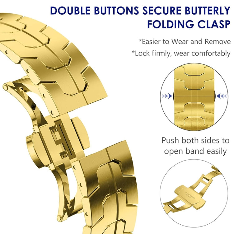 Steel Watch Band For Apple Watch Series 9&8&7 41mm / SE 3&SE 2&6&SE&5&4 40mm / 3&2&1 38mm(Gold) - Watch Bands by PMC TechLife | Online Shopping South Africa | PMC TechLife