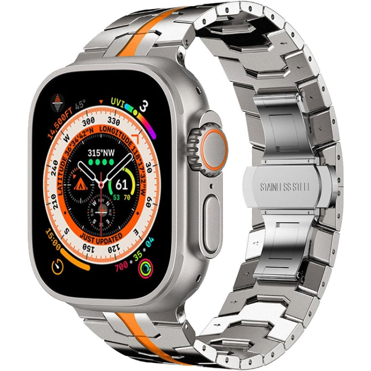 Steel Watch Band For Apple Watch Series 9&8&7 41mm / SE 3&SE 2&6&SE&5&4 40mm / 3&2&1 38mm(Titanium Orange) - Watch Bands by PMC TechLife | Online Shopping South Africa | PMC TechLife