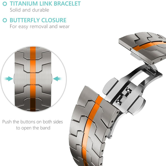 Steel Watch Band For Apple Watch Series 9&8&7 41mm / SE 3&SE 2&6&SE&5&4 40mm / 3&2&1 38mm(Titanium Orange)