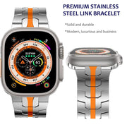 Steel Watch Band For Apple Watch Series 9&8&7 41mm / SE 3&SE 2&6&SE&5&4 40mm / 3&2&1 38mm(Silver Orange)