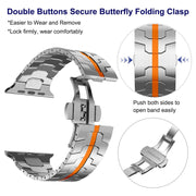 Steel Watch Band For Apple Watch Series 9&8&7 41mm / SE 3&SE 2&6&SE&5&4 40mm / 3&2&1 38mm(Silver Orange)