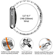 Steel Watch Band For Apple Watch Series 9&8&7 41mm / SE 3&SE 2&6&SE&5&4 40mm / 3&2&1 38mm(Silver Orange)