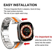 Steel Watch Band For Apple Watch Series 9&8&7 41mm / SE 3&SE 2&6&SE&5&4 40mm / 3&2&1 38mm(Silver Orange)