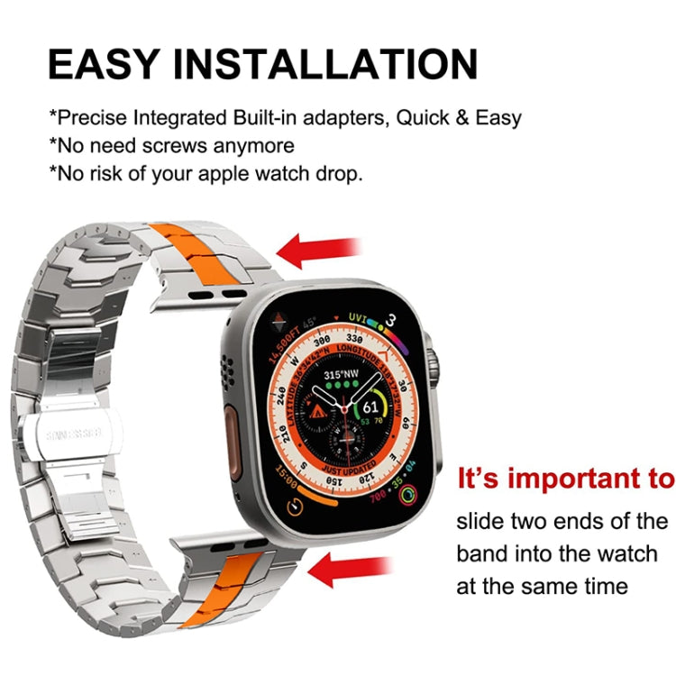 Steel Watch Band For Apple Watch Series 9&8&7 41mm / SE 3&SE 2&6&SE&5&4 40mm / 3&2&1 38mm(Silver Orange)
