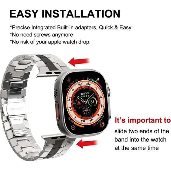 Steel Watch Band For Apple Watch Series 9&8&7 41mm / SE 3&SE 2&6&SE&5&4 40mm / 3&2&1 38mm(Silver Black)