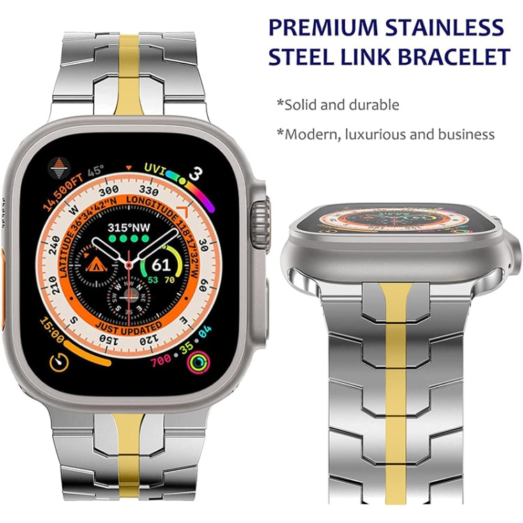 Steel Watch Band For Apple Watch Series 9&8&7 41mm / SE 3&SE 2&6&SE&5&4 40mm / 3&2&1 38mm(Silver Gold)