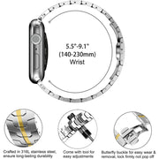 Steel Watch Band For Apple Watch Series 9&8&7 41mm / SE 3&SE 2&6&SE&5&4 40mm / 3&2&1 38mm(Silver Gold)