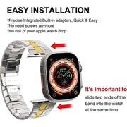 Steel Watch Band For Apple Watch Series 9&8&7 41mm / SE 3&SE 2&6&SE&5&4 40mm / 3&2&1 38mm(Silver Gold)