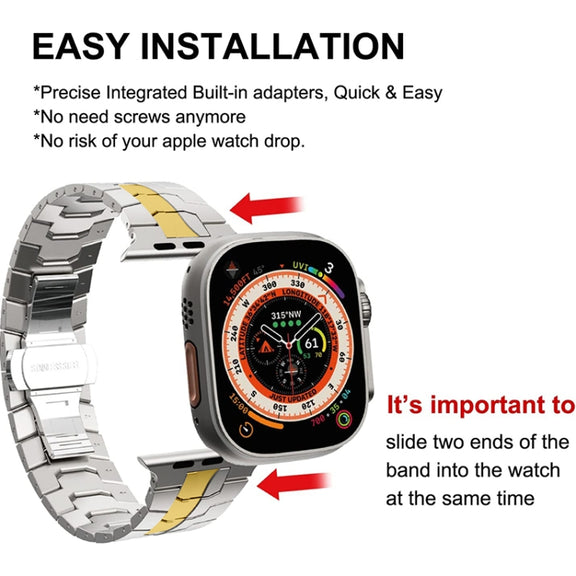 Steel Watch Band For Apple Watch Series 9&8&7 41mm / SE 3&SE 2&6&SE&5&4 40mm / 3&2&1 38mm(Silver Gold)