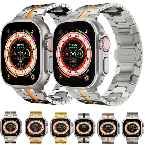 Steel Watch Band For Apple Watch Series 9&8&7 41mm / SE 3&SE 2&6&SE&5&4 40mm / 3&2&1 38mm(Silver Black)