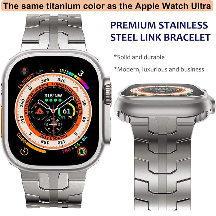 Steel Watch Band For Apple Watch Ultra 49mm&Watch Ultra 2 49mm / Series 9&8&7 45mm / SE 3&SE 2&6&SE&5&4 44mm / 3&2&1 42mm(Titanium) - Watch Bands by PMC TechLife | Online Shopping South Africa | PMC TechLife