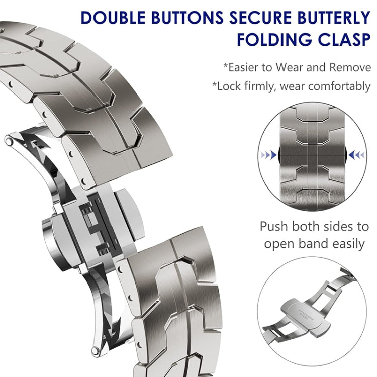 Steel Watch Band For Apple Watch Ultra 49mm&Watch Ultra 2 49mm / Series 9&8&7 45mm / SE 3&SE 2&6&SE&5&4 44mm / 3&2&1 42mm(Titanium) - Watch Bands by PMC TechLife | Online Shopping South Africa | PMC TechLife