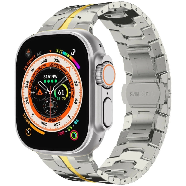 Steel Watch Band For Apple Watch Ultra 49mm&Watch Ultra 2 49mm / Series 9&8&7 45mm / SE 3&SE 2&6&SE&5&4 44mm / 3&2&1 42mm(Silver Gold) - Watch Bands by PMC TechLife | Online Shopping South Africa | PMC TechLife