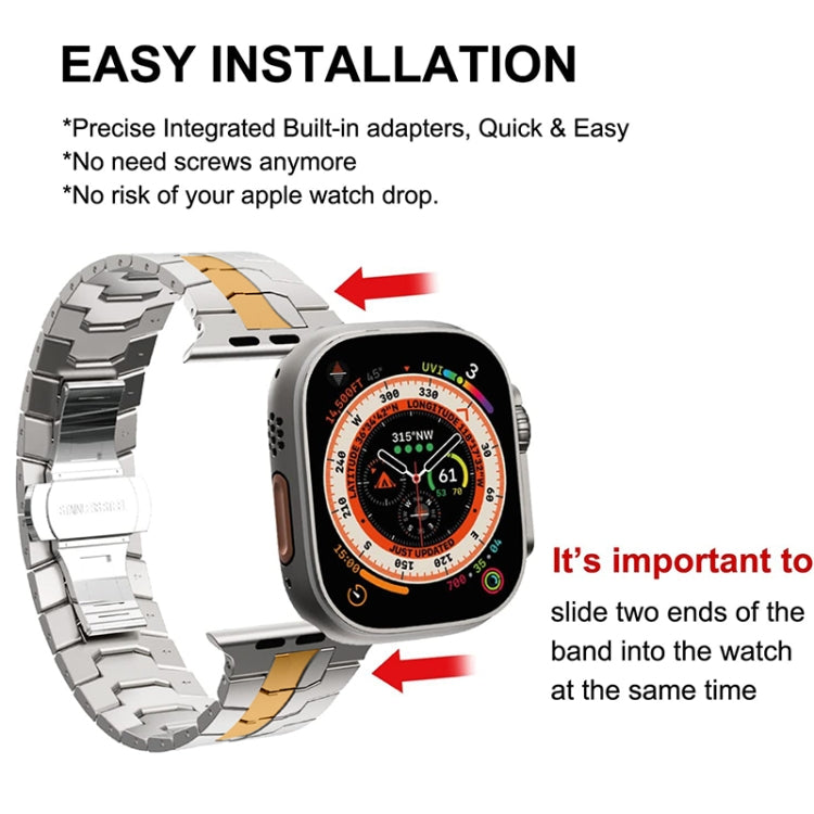 Steel Watch Band For Apple Watch Ultra 49mm&Watch Ultra 2 49mm / Series 9&8&7 45mm / SE 3&SE 2&6&SE&5&4 44mm / 3&2&1 42mm(Silver Rose Gold) - Watch Bands by PMC TechLife | Online Shopping South Africa | PMC TechLife