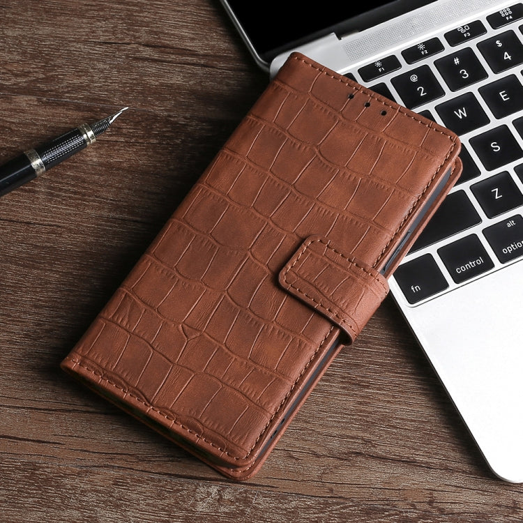 For Sony Xperia XZ Premium Skin Feel Crocodile Texture Magnetic Clasp PU Leather Phone Case(Brown) - Sony Cases by PMC TechLife | Online Shopping South Africa | PMC TechLife