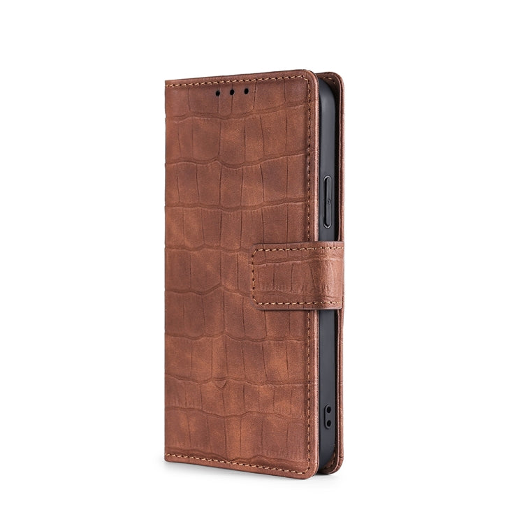 For Sony Xperia XZ Premium Skin Feel Crocodile Texture Magnetic Clasp PU Leather Phone Case(Brown) - Sony Cases by PMC TechLife | Online Shopping South Africa | PMC TechLife