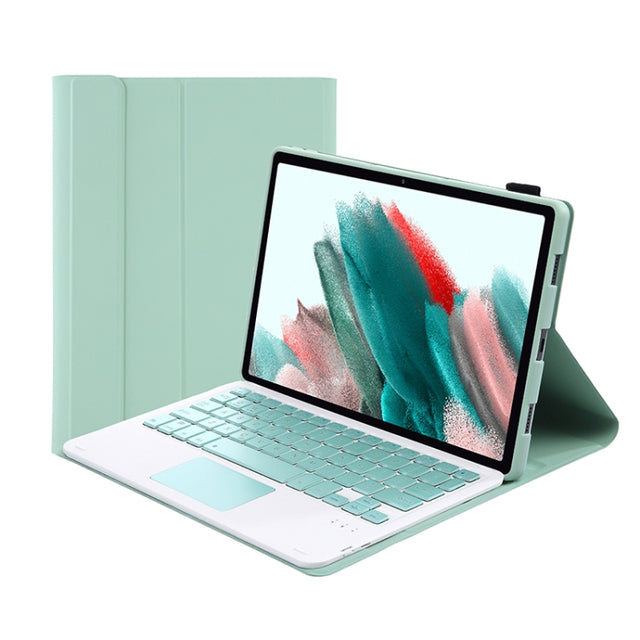 A08-A Candy Color Bluetooth Keyboard Leather Case with Touchpad For Samsung Galaxy Tab A8 2021 SM-X205 / SM-X200(Light Green)