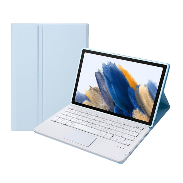 A08-A Candy Color Bluetooth Keyboard Leather Case with Touchpad For Samsung Galaxy Tab A8 2021 SM-X205 / SM-X200(White Ice)