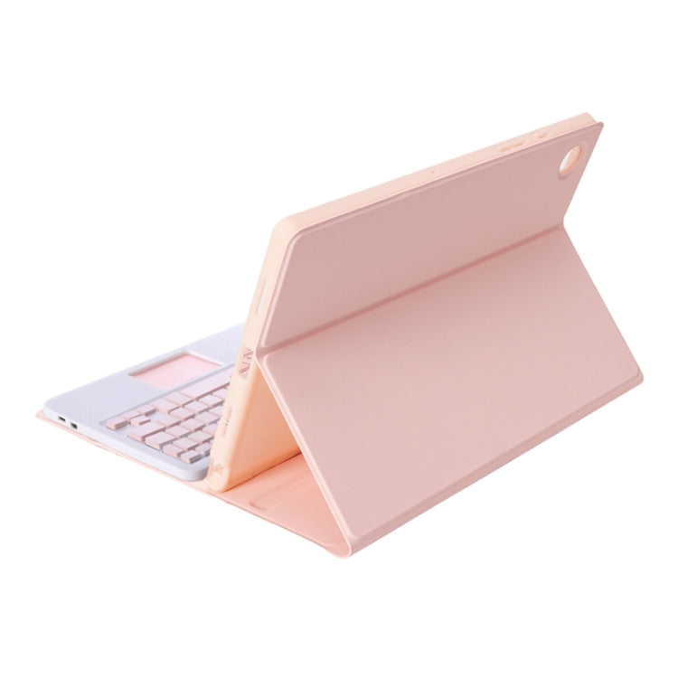 A08B-A Candy Color Bluetooth Keyboard Leather Case with Pen Slot & Touchpad For Samsung Galaxy Tab A8 2021 SM-X205 / SM-X200(Pink)