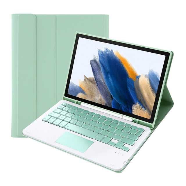 A08B-A Candy Color Bluetooth Keyboard Leather Case with Pen Slot & Touchpad For Samsung Galaxy Tab A8 2021 SM-X205 / SM-X200(Light Green)