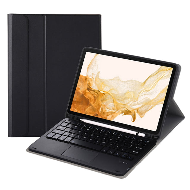 A700B-A Bluetooth Keyboard Leather Case with Pen Slot & Touchpad For Samsung Galaxy Tab S8 11 inch SM-X700 / SM-X706(Black)