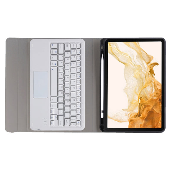 A700B-A Bluetooth Keyboard Leather Case with Pen Slot & Touchpad For Samsung Galaxy Tab S8 11 inch SM-X700 / SM-X706(Rose Gold)