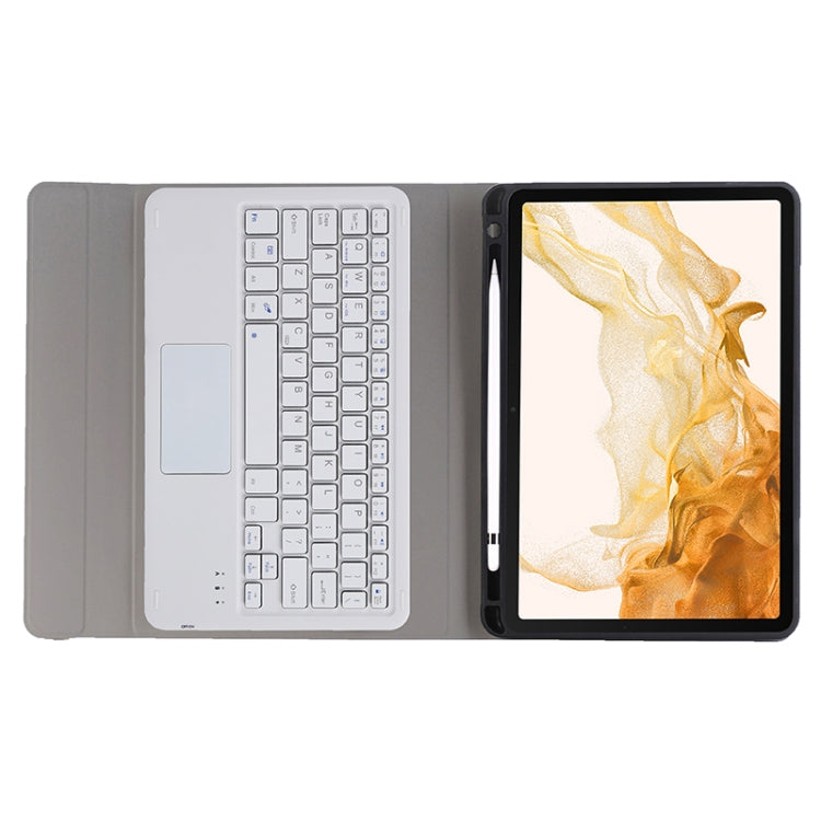 A700B-A Bluetooth Keyboard Leather Case with Pen Slot & Touchpad For Samsung Galaxy Tab S8 11 inch SM-X700 / SM-X706(Rose Gold)